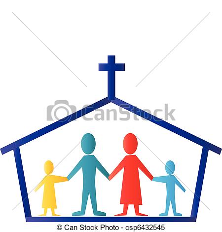 Clipart Vector Of Church And Family Logo Vector   Icon Of Church With