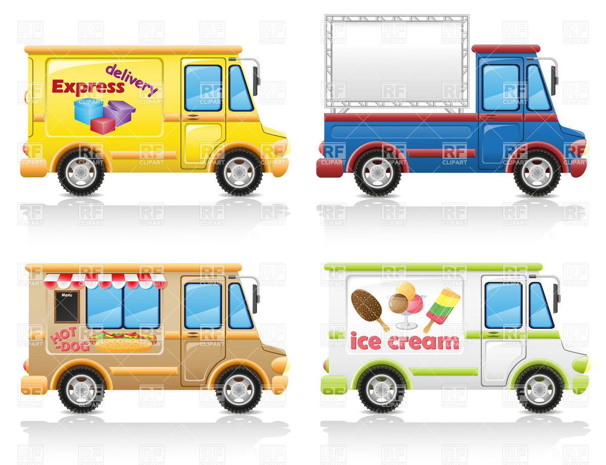 Food Delivery Vans And Minibuses 19200 Download Royalty Free Vector    