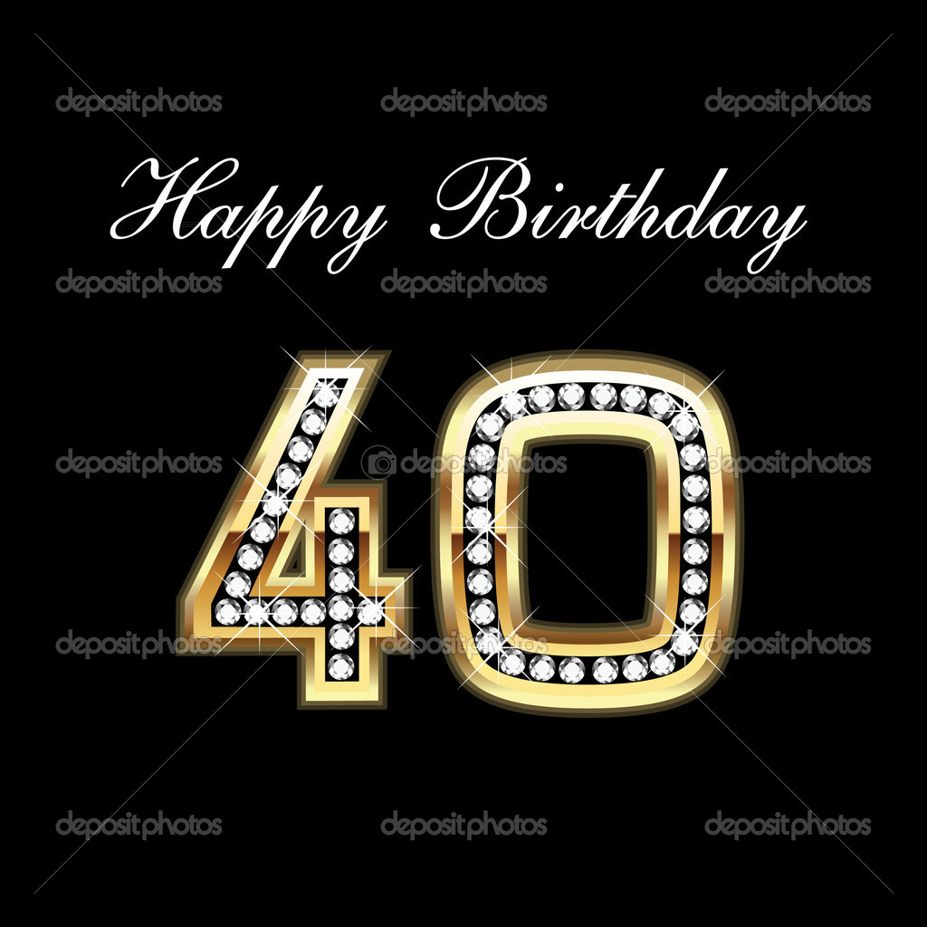Happy Birthday 40th   Stock Vector   Deskcube  7134391