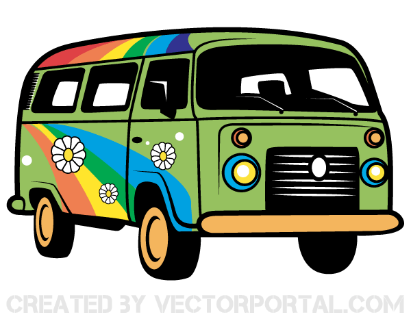 Hippie Van Vector Art Free Vector