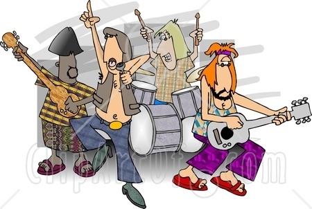 5058 Rock And Roll Band Members Playing Music Clipart Jpg