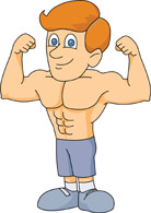 Bodybuilder With Muscles Cartoon Clipart