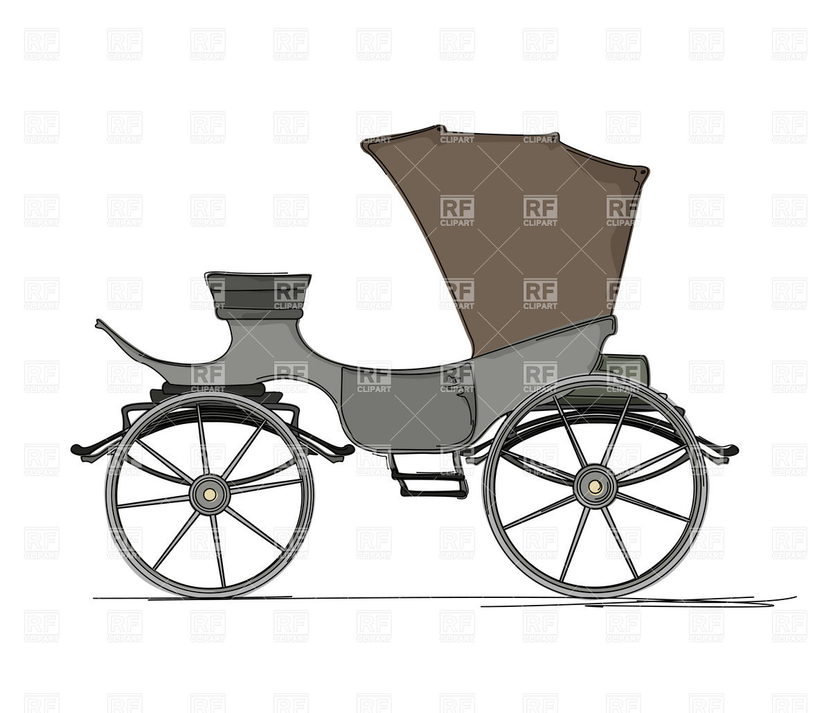 Horse Drawn Cartoon Carriage   Side View Download Royalty Free Vector