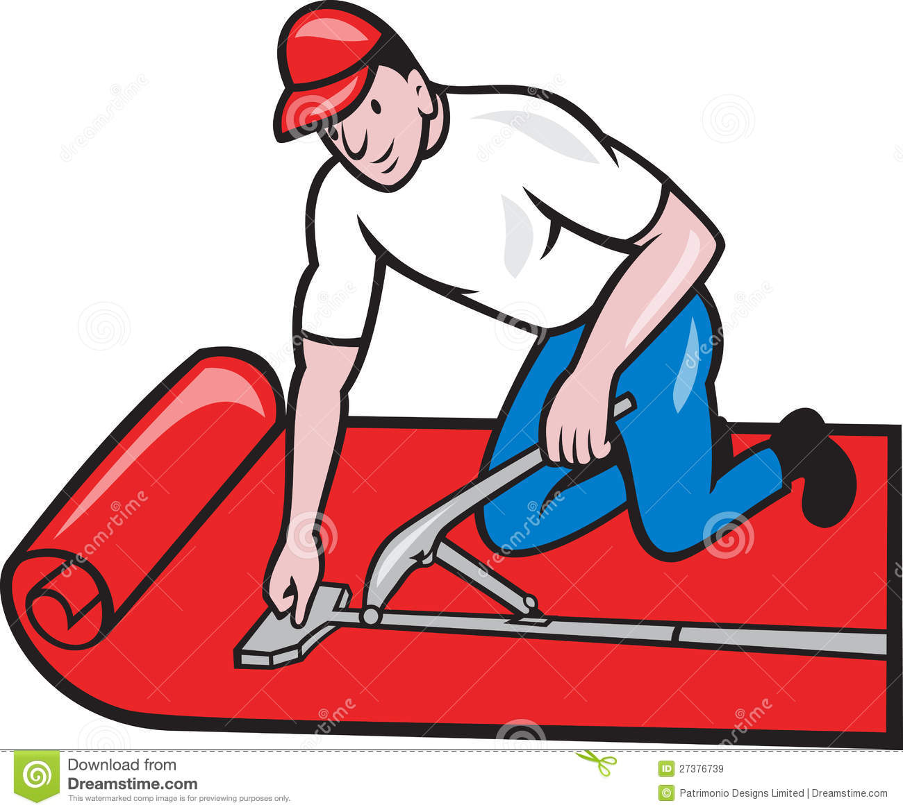 Illustration Of A Carpet Layer Laying Down Carpet Layer Carpet Fitter