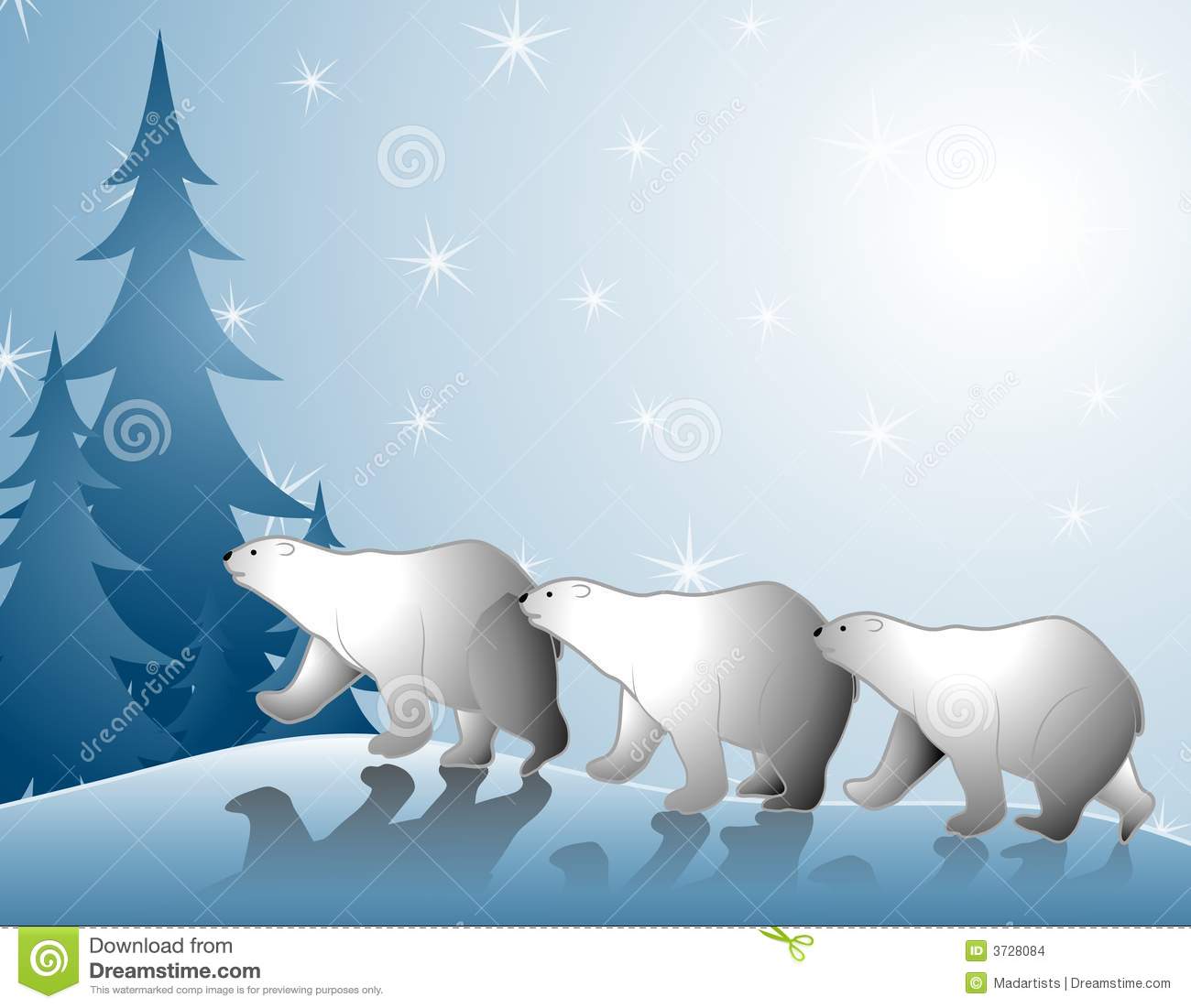 Polar Bears Walking In Snow Stock Images   Image  3728084