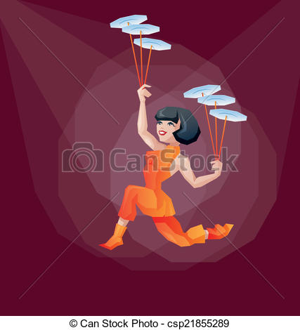 Vector Of Pin Up Spinning Plate Juggler Spiner   Cute Cartoon Young