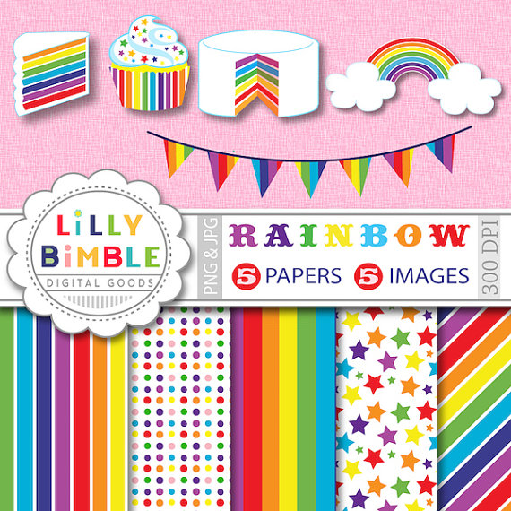 40  Off Rainbow Party Clipart Cupcake Cake Bunting For Cards
