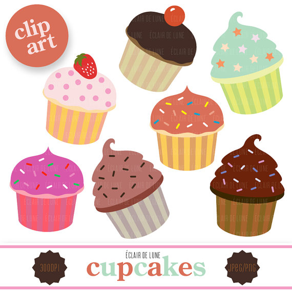 Cupcake Clip Art Food Clipart Cup Cake By Eclairdelune1 On Etsy