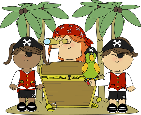 Pirate Girls With Treasure Clip Art   Pirate Girls With Treasure Image