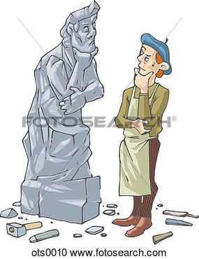Stock Illustration Of Illustration Of A Sculptor Sculpting The Thinker