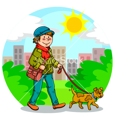 Walking The Dog Vector Art   Download People Vectors   898074