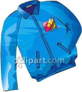 Blue Jacket With A Colorful Insignia Royalty Free Clipart Picture