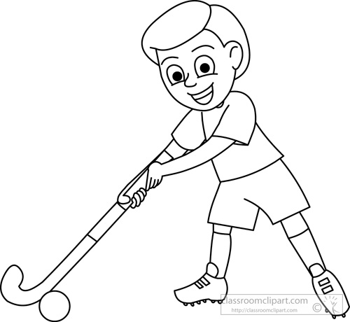 Boy Playing With Hockey Stick Outline Jpg
