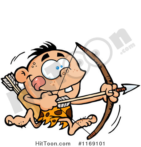 Caveman Clipart  1169101  Archer Caveman Bpu Running With A Bow And