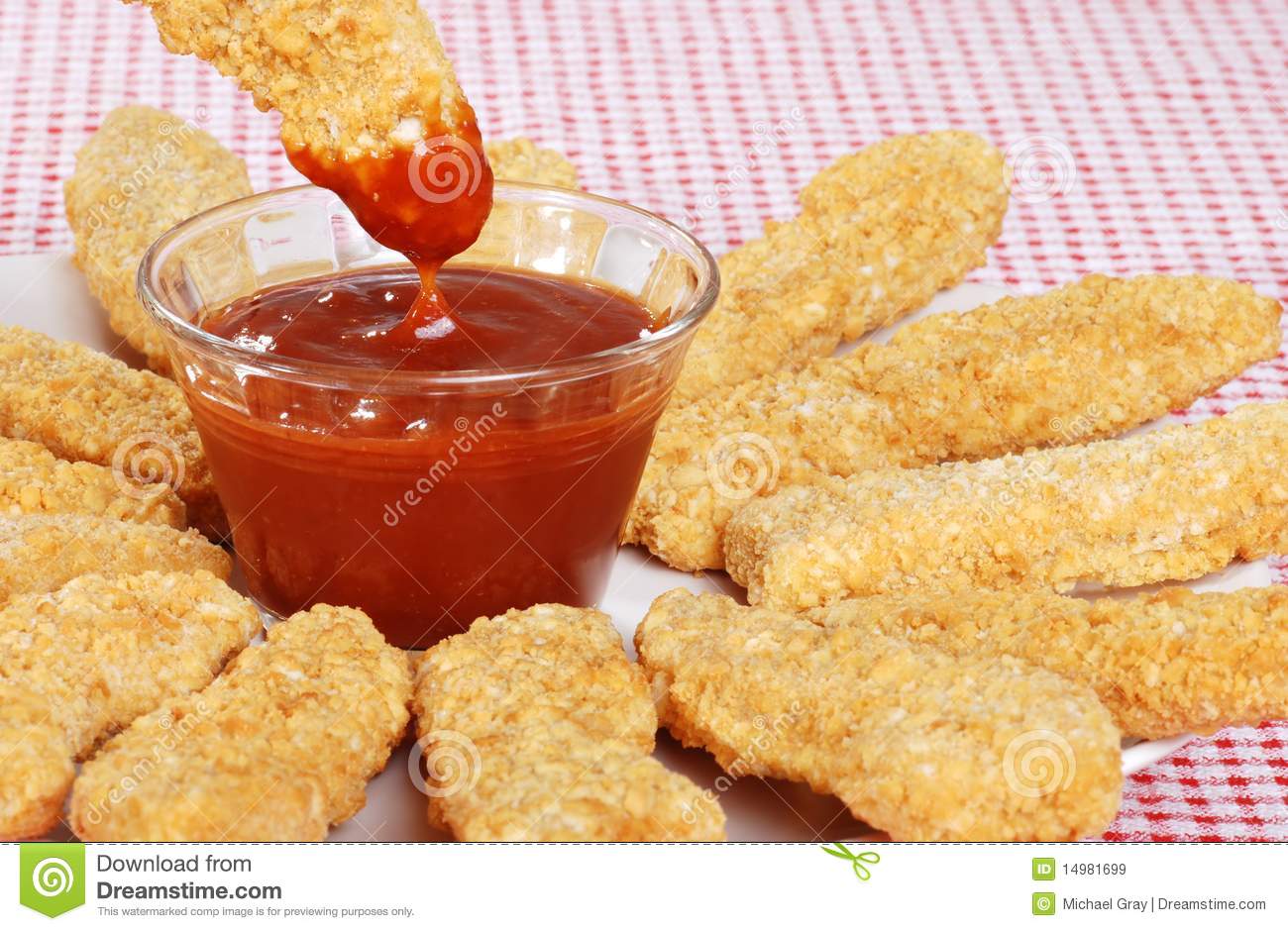 Closeup Bbq Sauce With Chicken Fingers Royalty Free Stock Images    
