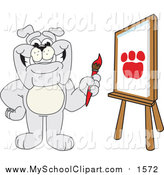 Dog School Border Husky School Mascot Writing At A Desk Gray Bulldog