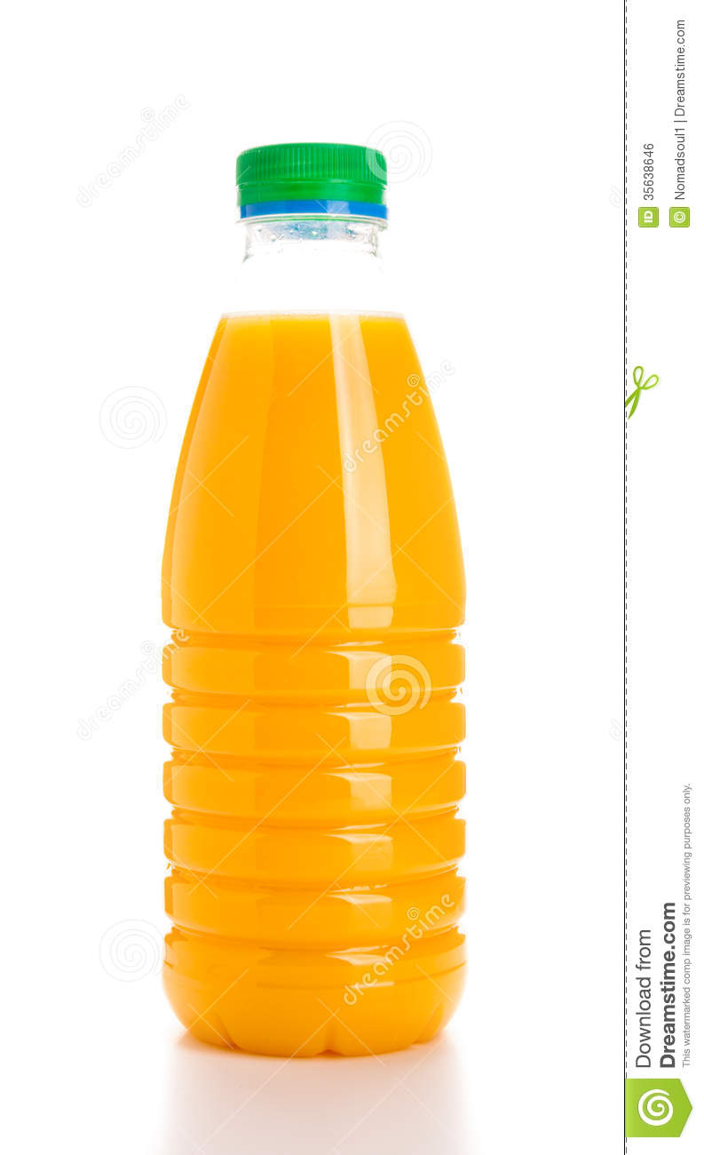 Glass Bottle Of Fruit Juice  Isolated Over White Background