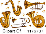 Of Brass Instruments And Music Notes Royalty Free Vector Clipart