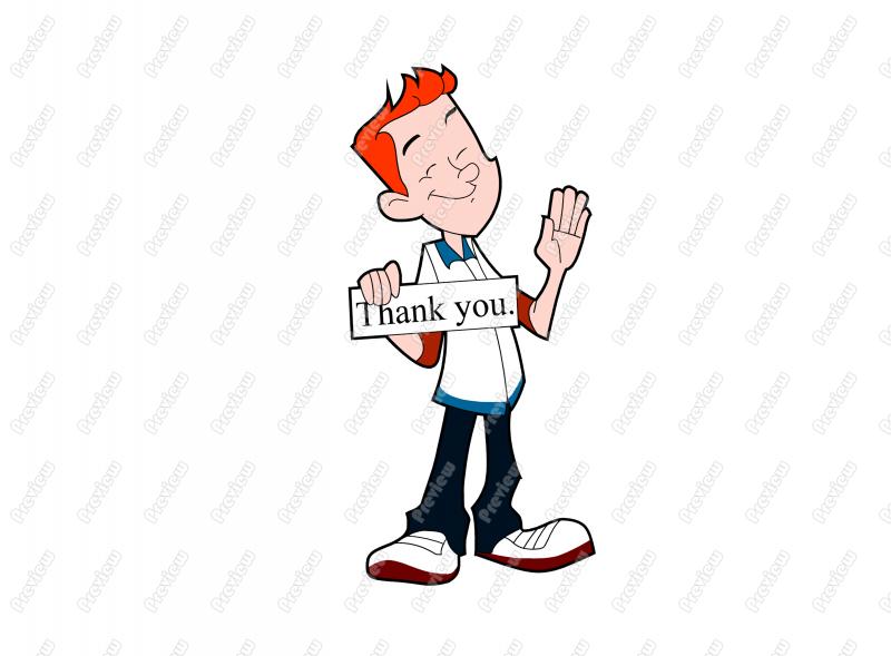 Thank You Teen Boy Sign Character Clip Art   Royalty Free Clipart