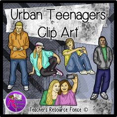 Urban Teenager Clip Art   Realistic  Color And Black Line