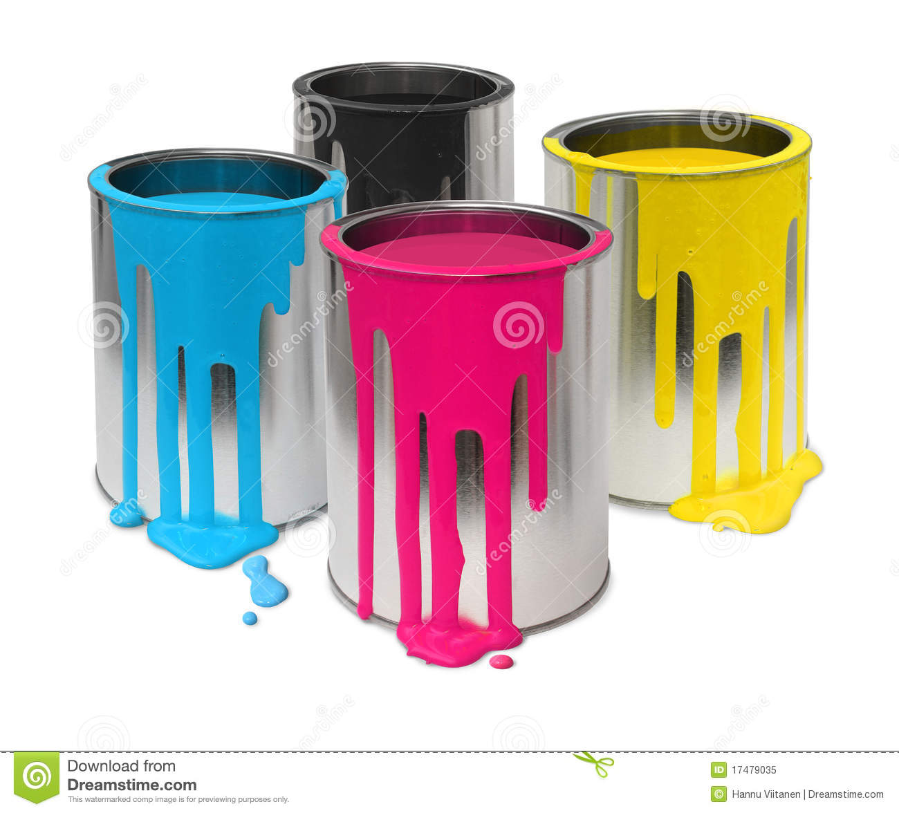 Metal Tin Cans With Four Process Color Cmyk Paints Flowing
