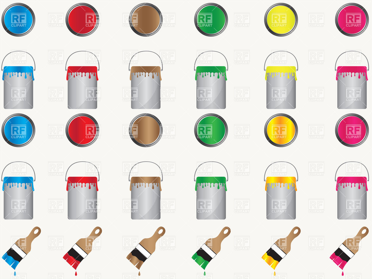 Paint Cans Top And Side Views Download Royalty Free Vector Clipart