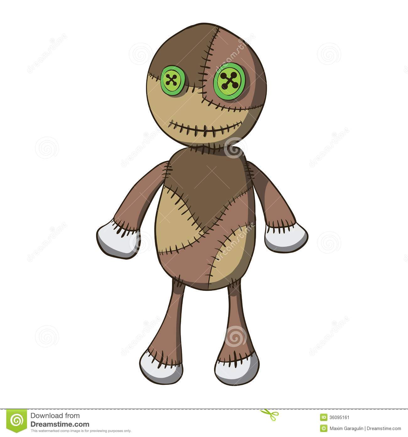 Cartoon Old Rag Doll With Buttons  Vector Illustration  This Is File
