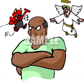 Devil And Angel On My Shoulder Conscience   Royalty Free Clip Art