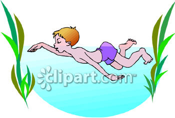Little Boy Swimming In The Ocean Royalty Free Clipart Image