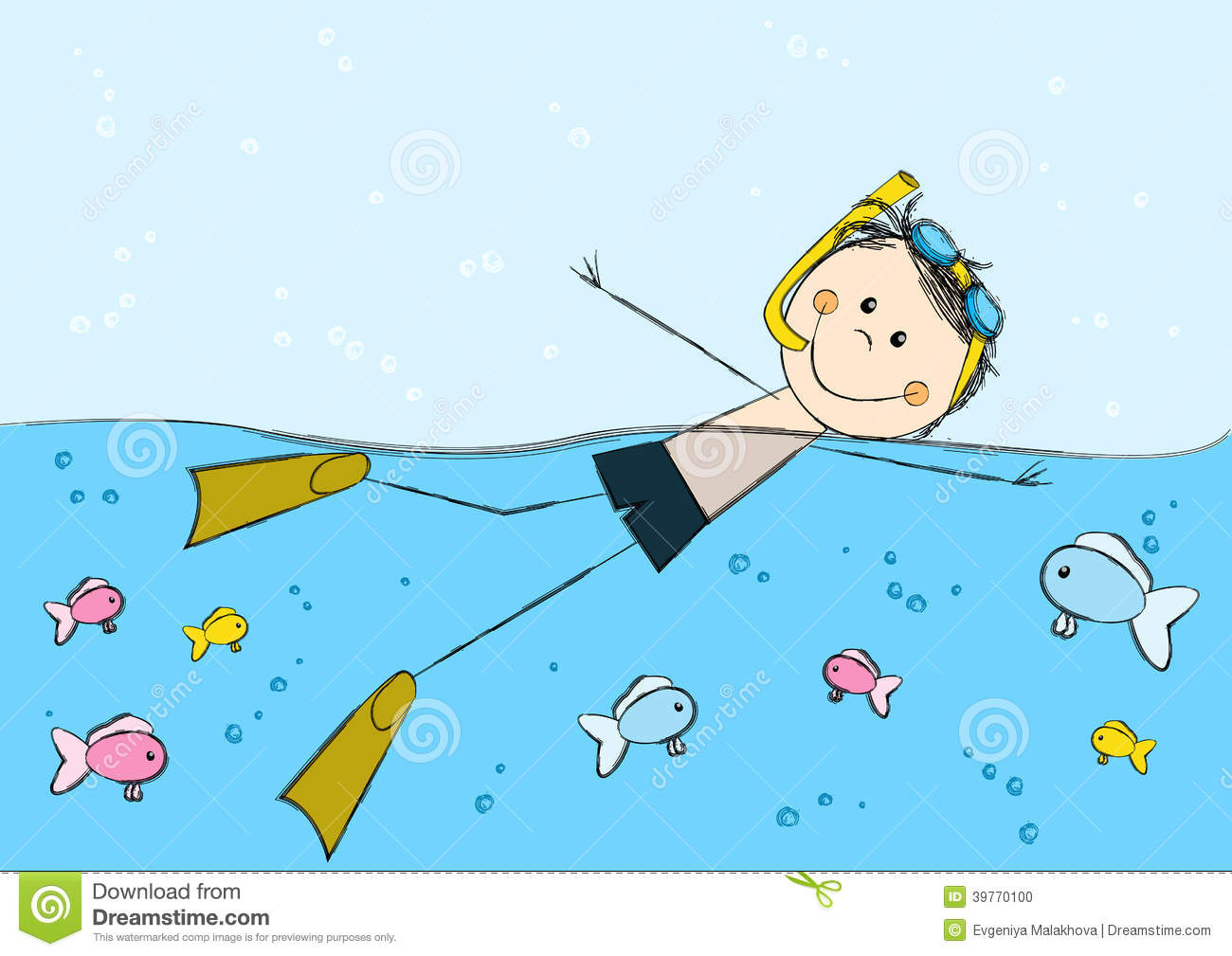 Swimming Boy On Sea Background Stock Vector   Image  39770100