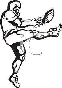 Kicker Kicking A Football   Royalty Free Clipart Picture