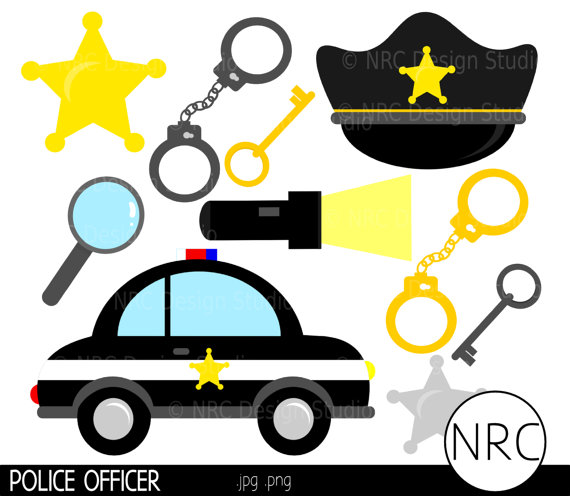 Sale Policeman Clip Art   Police Officer Cop Car Badge Handcuffs Keys