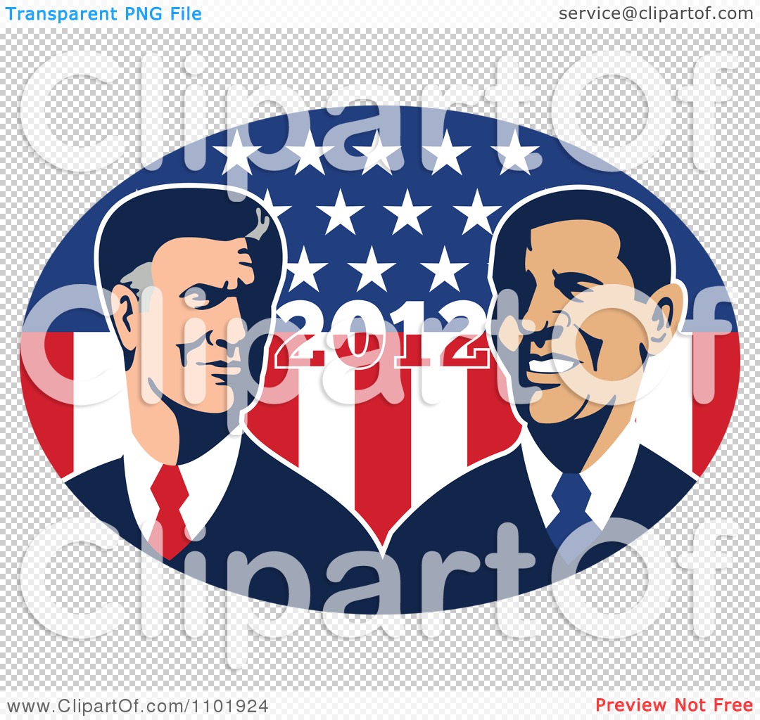 Clipart Retro Styled Republican Politician Mitt Romney And President