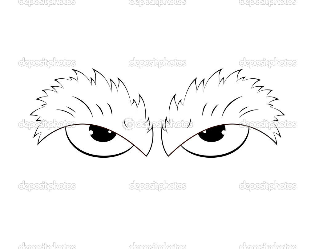 Creative Design Art Of Outlined Angry Cartoon Eyes Vector Illustration