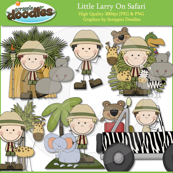 Little Larry On Safari Clip Art Download    2 00   Scrappin Doodles