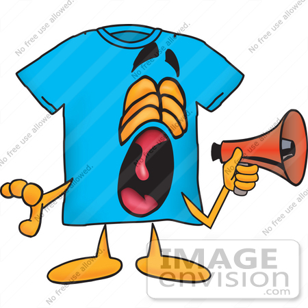 25503 Clip Art Graphic Of A Blue Short Sleeved T Shirt Character