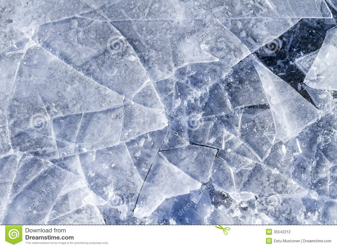 Closeup Of Shattered Ice With Center Breaking Point 