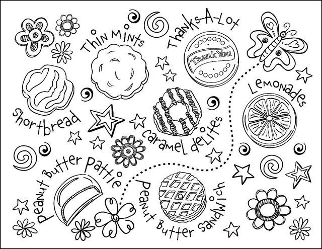 Girl Scout Brownie Clip Art Coloring Sheets   Girl Scout Cookie