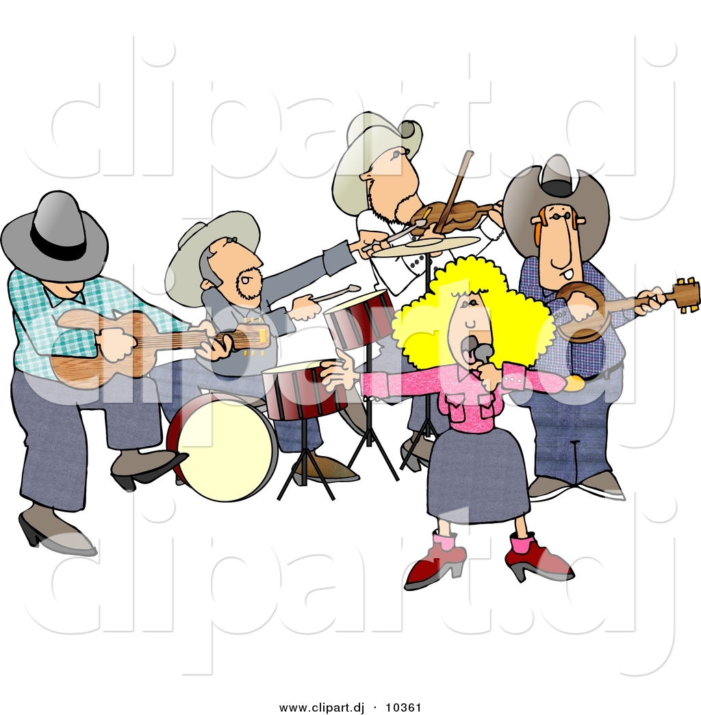 Larger Preview  Clipart Of A Cartoon Country Western Band Playing    
