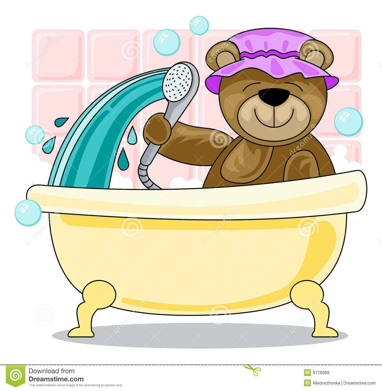 Teddy Bear Showering In Bath Royalty Free Stock Images   Image