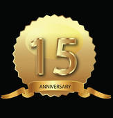 15th Anniversary In Gold Seal   Clipart Graphic