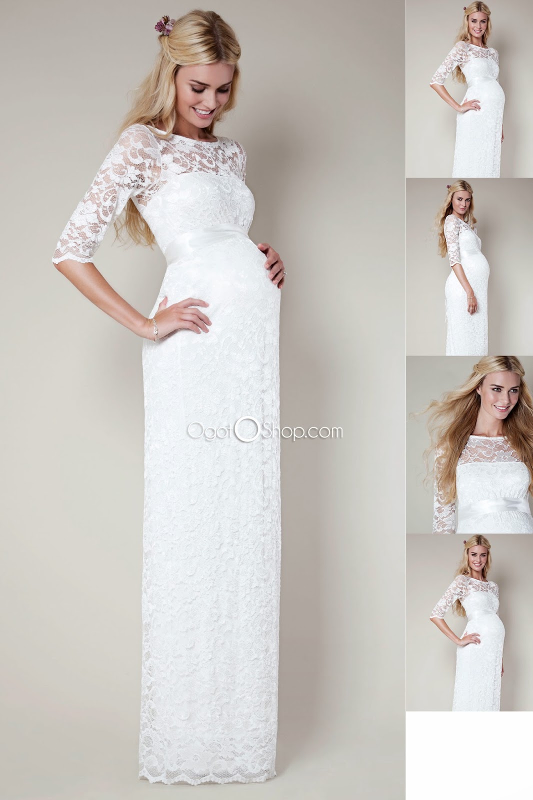 Wedding Dress With Half Sleeves Elegant White With Lace Floor Length