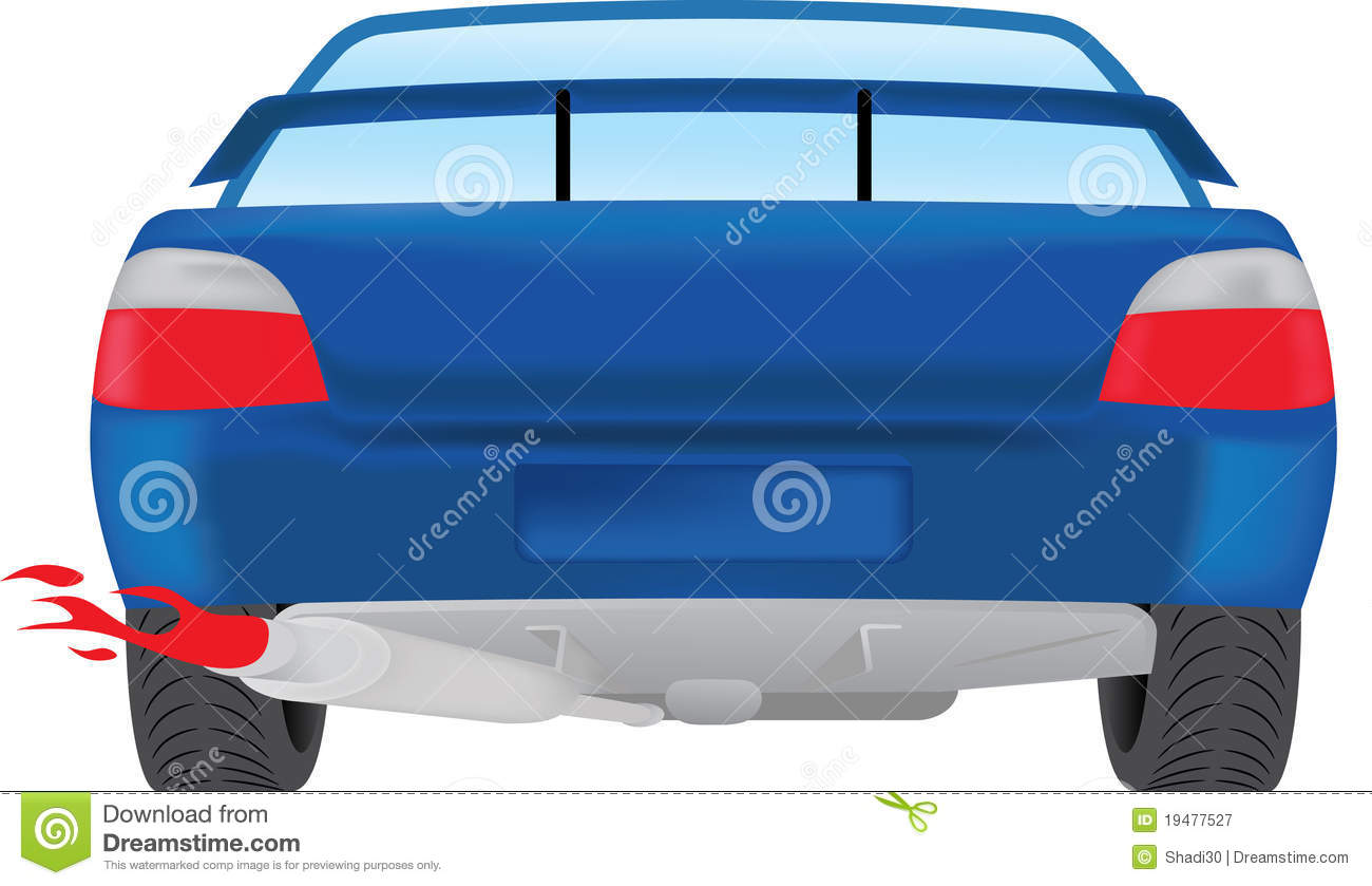 Back Of Car Clipart Car Rear View With Red Flame