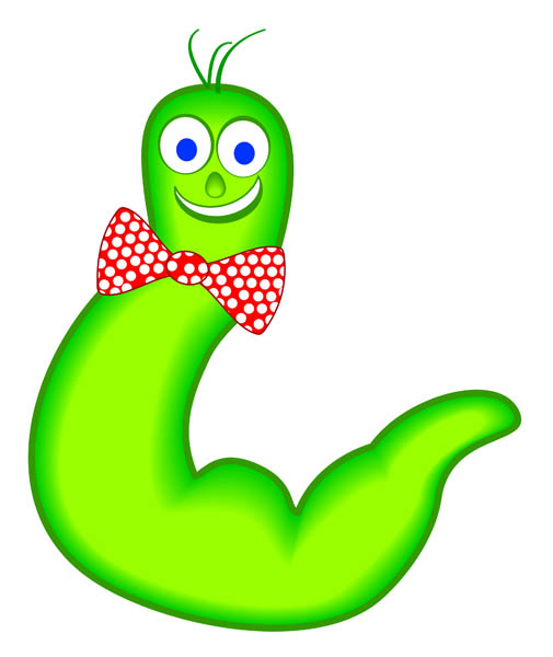 Illustration Of Mr  Wiggly Worm A Fat Green Worm With A Big Bow Tie