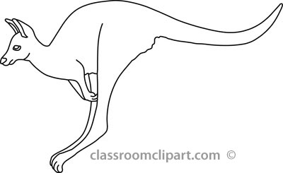 Animals   Jumping Kangaroo 5a Outline   Classroom Clipart