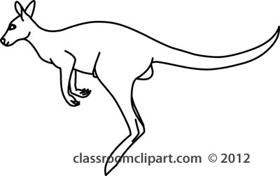 Animals   Kangaroo Jumping 212 03 Outline   Classroom Clipart