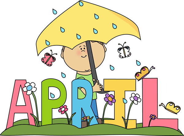 Month Of April Rain Clip Art Image   The Word April In Bright Pastel