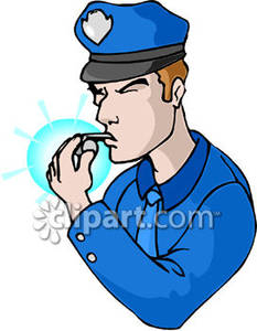 Police Officer Blowing A Whistle Royalty Free Clipart Picture