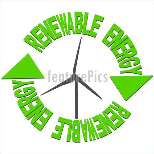 Renewable Energy Text And Wind Turbine Illustration