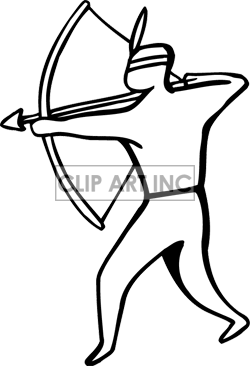 Side View Of A Black And White Figure Of An Indian Shooting A Bow